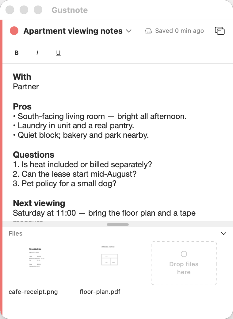 Rich text note editing on macOS